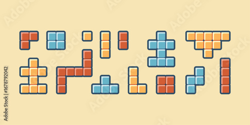 Element of Classic Pixel Game with Cream Background