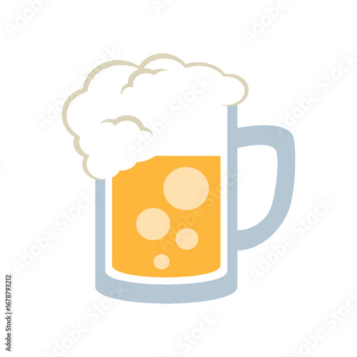 Foamy Beer Mug Vector Icon. Cold Drink Glass Illustration for Pub, Bar, Brewery, and Oktoberfest Design