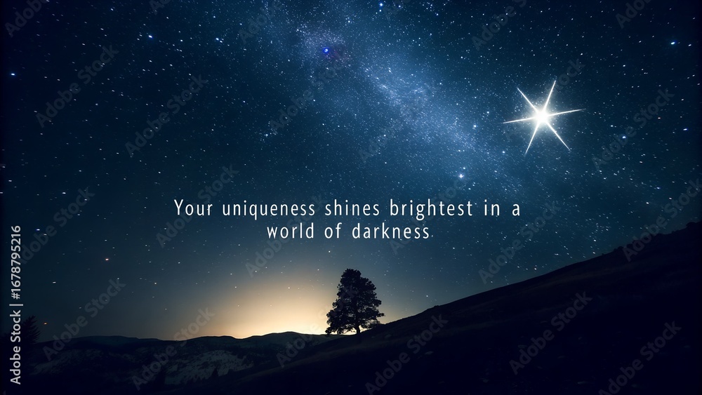 Fototapeta premium Inspirational Quote on a Starry Night Sky Background.
