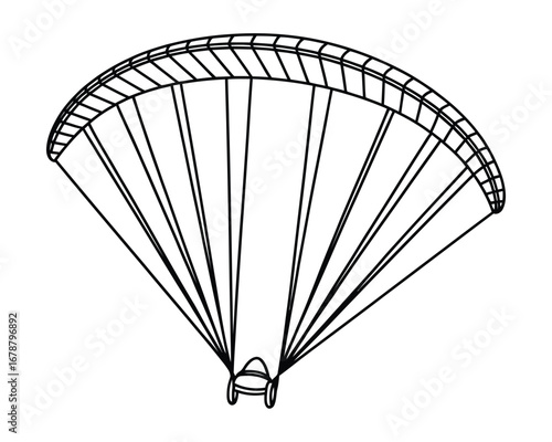 Hand drawn sketch of a paraglider in flight