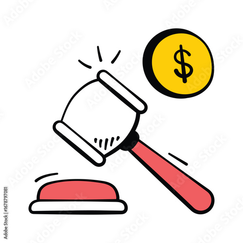Gavel icon for finance auctions, bidding, business, and investments.