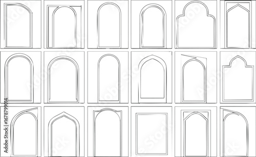 Discover diverse architectural arch designs and window frame styles for creative projects