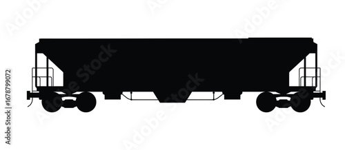 Silhouette of a black hopper railway freight car