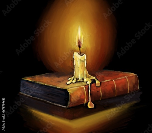 candle on book