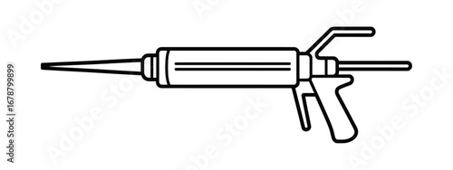 Line drawing of a caulk gun with a tapered nozzle
