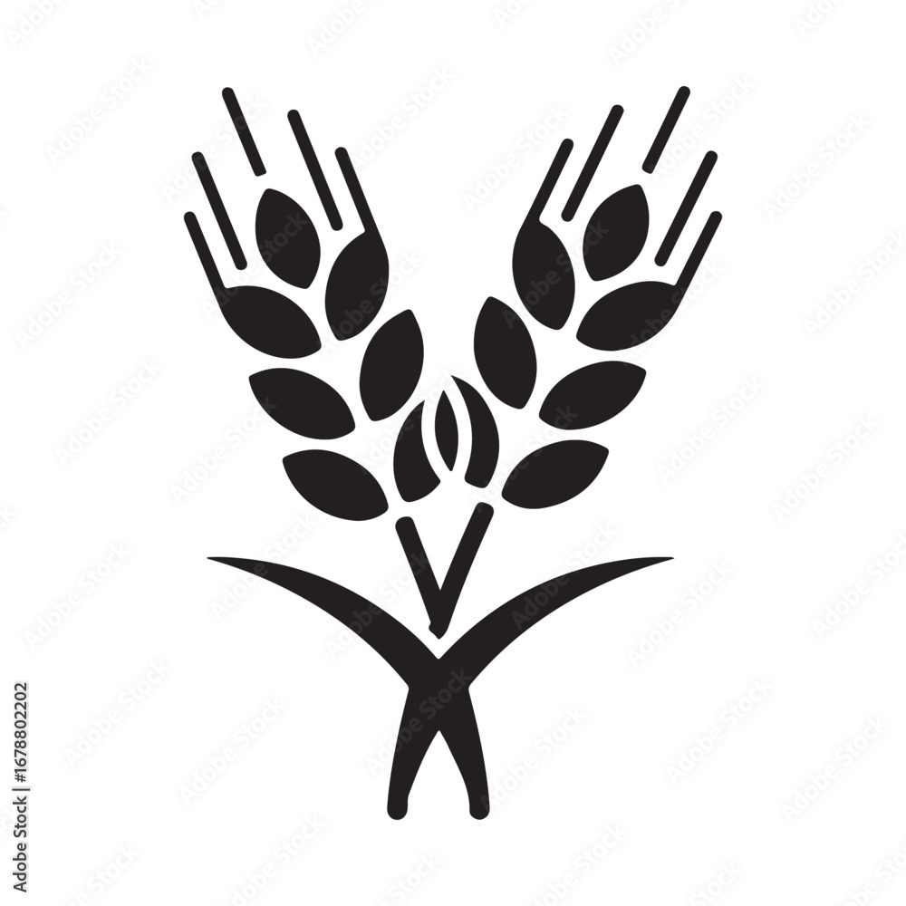Obraz premium Stylized Black and White Wheat Grain Illustration
