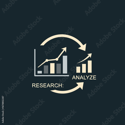 Data Analysis and Research Workflow Iconography for Business Insight and Strategic Planning