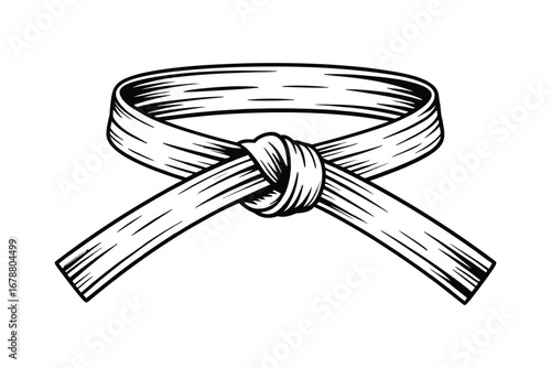 Black and white illustration of a tied martial arts belt