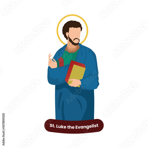Saint Luke the Evangelist vector illustration. Feast October 18th. Catholic Saint.