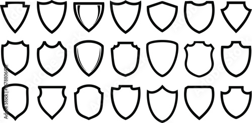 Professional collection of diverse shield shapes and emblems for modern branding and security concepts