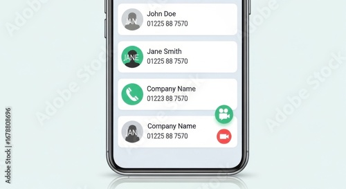 Modern smartphone display presenting an inventive and useful contact list design