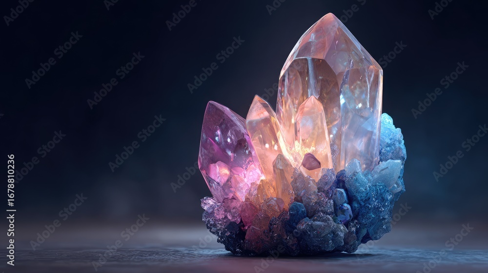 Fototapeta premium a cluster of radiant crystals with stunning luminescence, emanating ethereal beauty