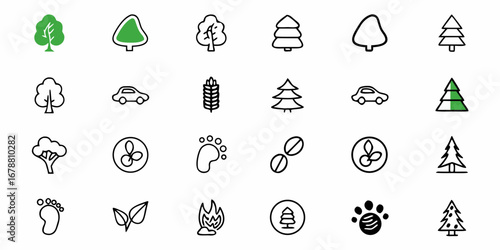 Eco-friendly icons collection for sustainable living and environmental awareness initiatives