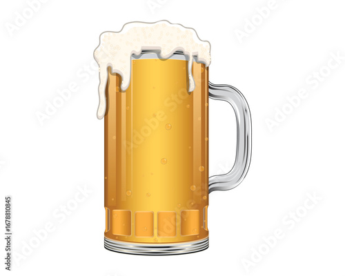 Vector design of a beer glass also known as a beer mug or beer stein. This glass is specially designed to serve beer with its distinctive characteristics.
