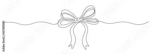 One continuous line drawing of gift ribbon bow. Holiday concept in editable stroke. vector illustration