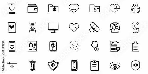 Healthcare and Medical Line Icons Set