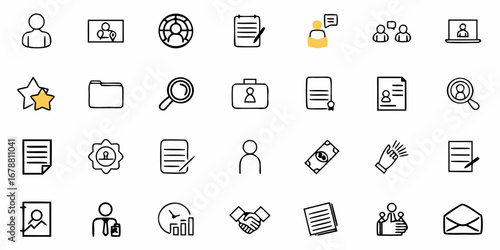 Human Resources and Job Search Line Icons