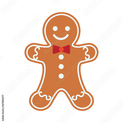 Vector isolated gingerbread man flat illustration of Christmas sweets without background