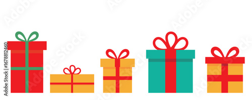 Present icon. Gift box icon set. Flat style. Vector.