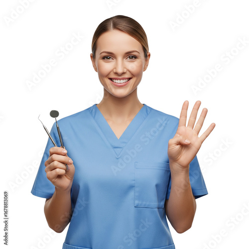 smiling dentist or dental hygienist on Isolated transparent background png. generated with AI