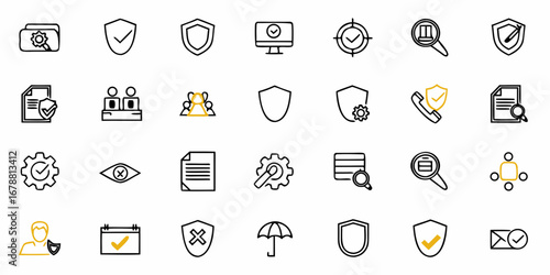 Professional icons for security, business, and data protection, offering modern visual solutions for digital projects.