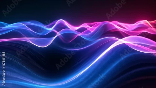 Wallpaper Mural Abstract Wavy Lines Background: Blue and Pink Glowing Waves Torontodigital.ca
