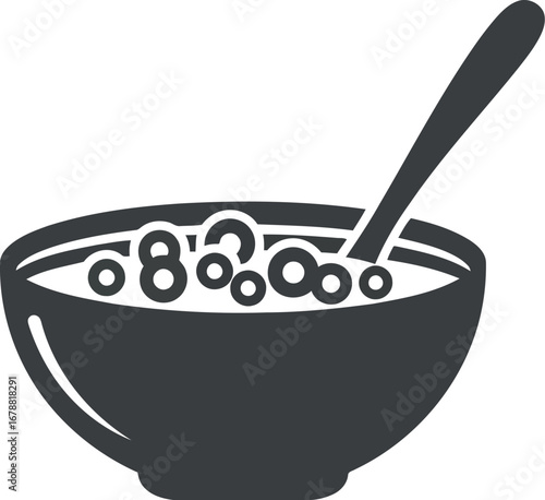 Healthy breakfast cereal with milk and spoon in bowl morning meal staple vector