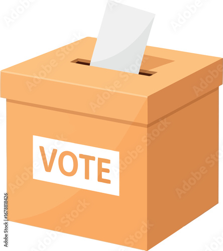 Orange vote box ballot box with vote label and white paper insert election civic duty concept vector