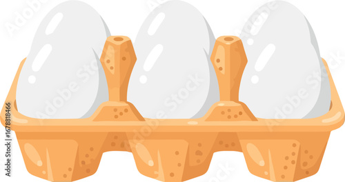 Six white eggs in orange carton fresh organic food ingredient for breakfast cooking culinary vector