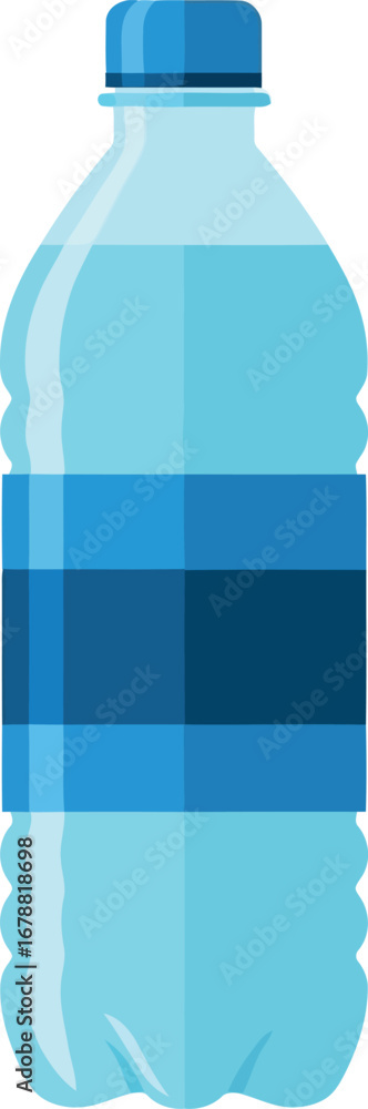 Fototapeta premium Refreshing clear water bottle with blue label hydration concept vector