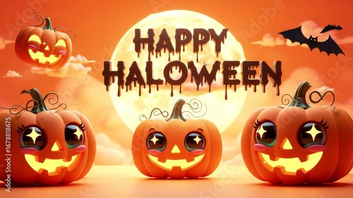 Cute Halloween Wallpaper Spooky Pumpkins & Moon