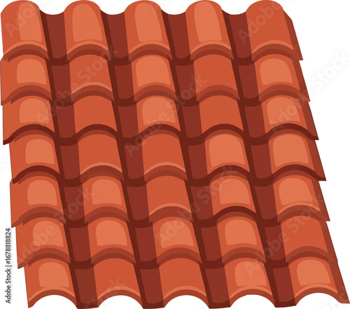 Terracotta roof tiles pattern italian mediterranean architecture construction detail rustic texture vector
