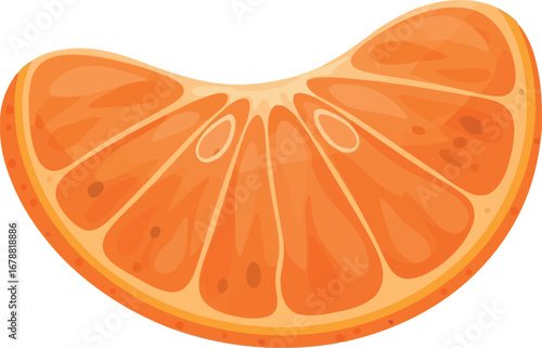 Vibrant orange slice isolated juicy citrus segment fresh fruit healthy food ingredient vector