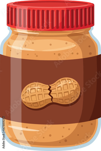 Creamy peanut butter jar smooth spread nutty goodness breakfast spread healthy food ingredient vector