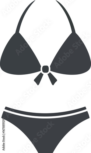 Minimalist dark gray bikini icon simple summer beachwear vector graphic clothing fashion apparel sportswear vector