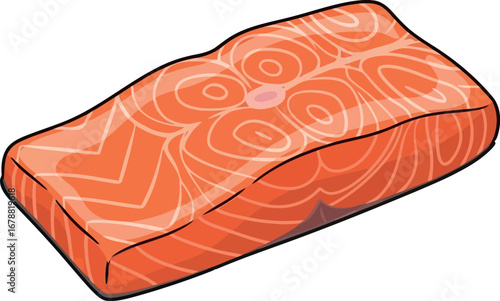 Fresh salmon steak cut healthy omega 3 rich food ingredient seafood vector