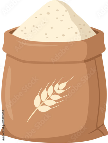 Bag of flour wheat grain natural ingredient food production bakery ingredient agriculture vector