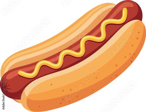 Classic hot dog with mustard delicious street food icon isolated vector vector