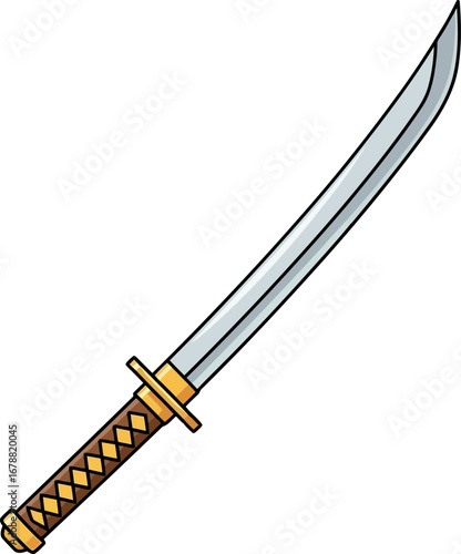 Warrior's katana sword blade sharp steel weapon battle ready samurai warrior icon symbol vector