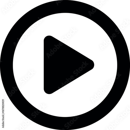 Minimalist play button icon digital graphic media player symbol for online video content and digital interface design vector