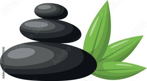 Zen balance stacked stones bamboo leaves spa wellness tranquility harmony relaxation serenity vector