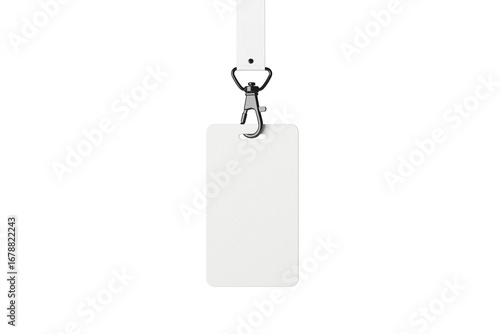 Name tag, badge mockup. Lanyard card blank on transparent background.