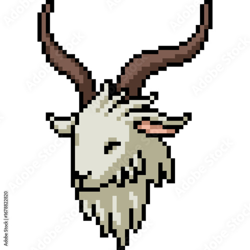 pixel art of white goat head horn