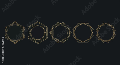 Elegant golden geometric frames on dark background for modern design projects