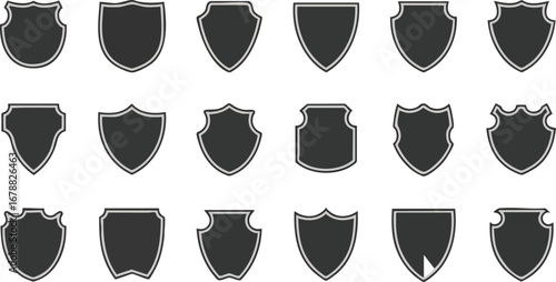 Collection of classic and modern shield emblems for branding and design projects
