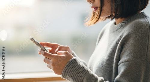 Woman Focused on Smartphone.