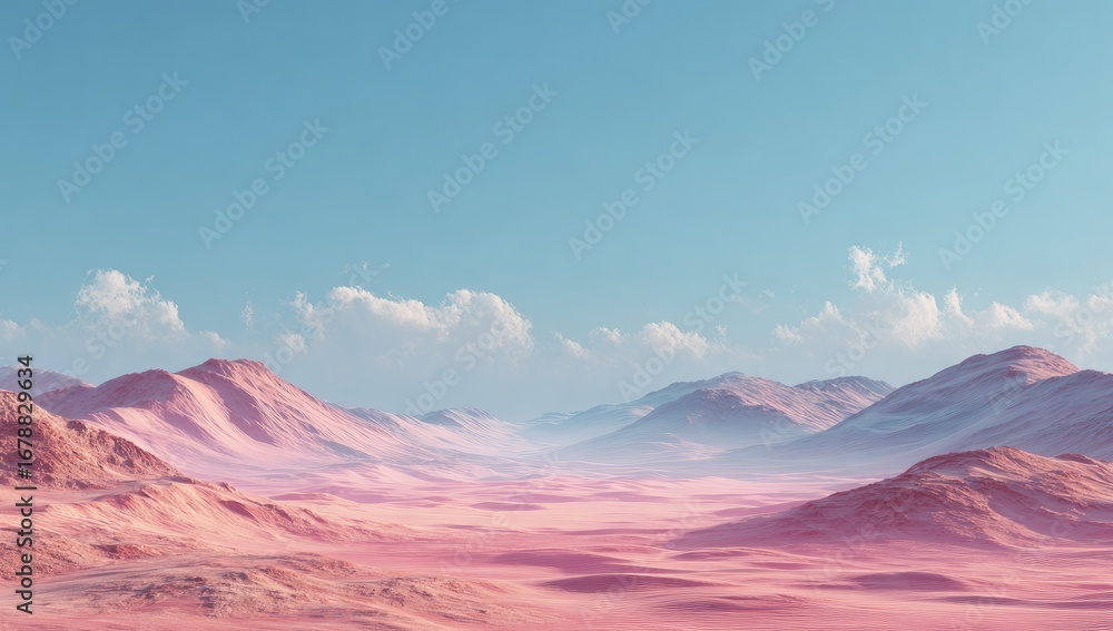 Naklejka premium Pastel pink desert landscape under a light blue sky