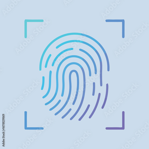 Vector art of a digital fingerprint scan is glowing on a dark background
