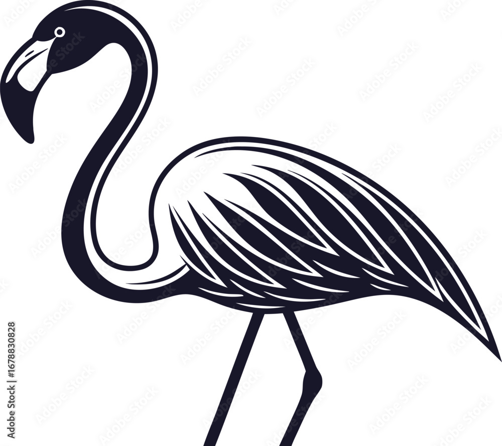 Fototapeta premium Flamingo Illustration. Pink Flamingo Artwork. Tropical Flamingo Drawing. Realistic Flamingo Illustration. Standing Flamingo Artwork. Flying Flamingo Illustration. Exotic Flamingo Drawing