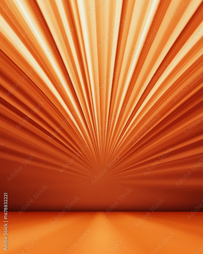 Obraz premium Terracotta Instagram story with a central sunburst design and gradient rays. Two photo placeholders are on the bottom, with text space at the top